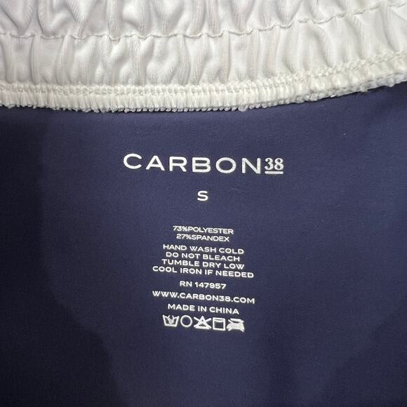 CARBON38 Flare Track Pant Size S Navy White Side Stripe Elastic Waistband HEMMED - Picture 3 of 11